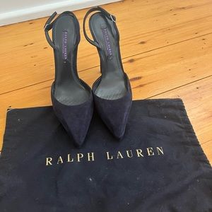 Ralph Lauren Purple Label Navy Suede Slingback